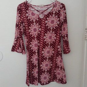 Brand Pink Rose 3/4 Sleeve Floral Dress Size S